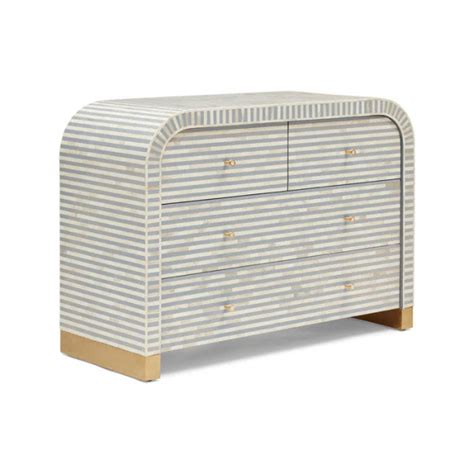 Buy Jodha Stripe Grey Bone Inlay Chest Of Drawer 4 online