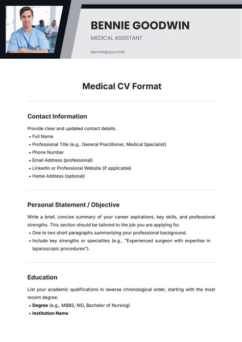 Image result for Example Medical CV