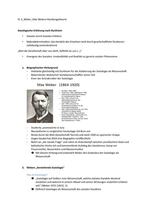 VL 3 Max Webers Handlungstheorie - VL 3_Weber_Max Webers Handlungstheorie Soziologische ...