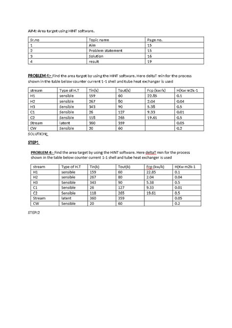 Area Target Calculation Using HINT Software - Problem 3 (220490105001 ...