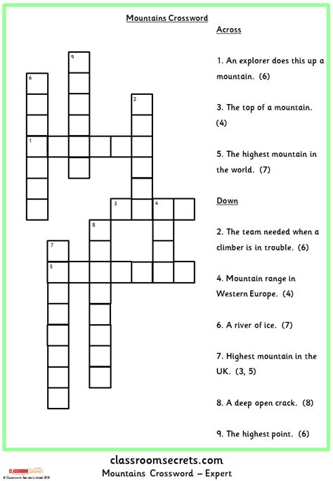 Mountains Highest Point Crossword - prntbl.concejomunicipaldechinu.gov.co