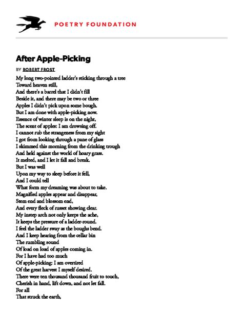 After Apple-Picking by Robert Frost Poetry Foundation - After Apple ...