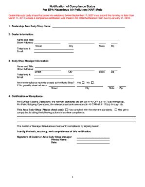 Fillable Online cadaopenroad Dealership Compliance Status Notification ...