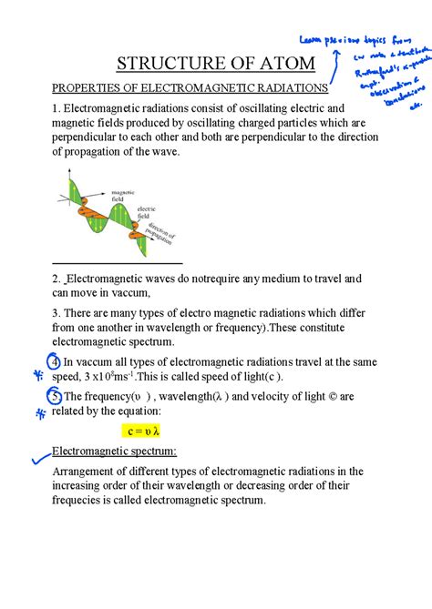 Structure of Atom: Properties of Electromagnetic Radiation - Final Exam ...
