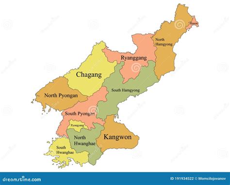 Map of North Korean Provinces and Special Cities Stock Vector ...