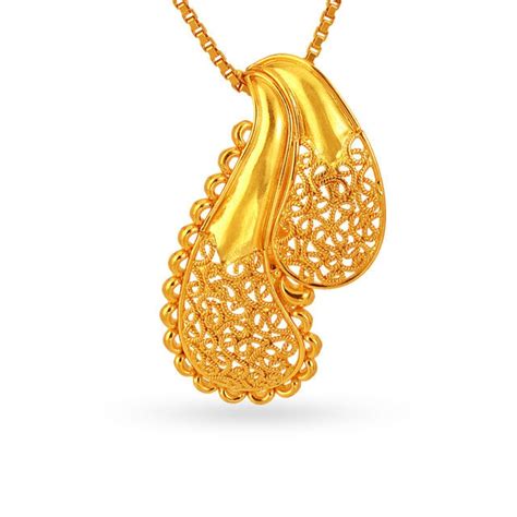Mango Shaped Filigree Paisley Pendant Set