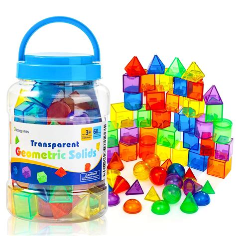 Buy Odoorgames 60 Pieces 3D Shapes for Teaching - Geometric Solids for ...