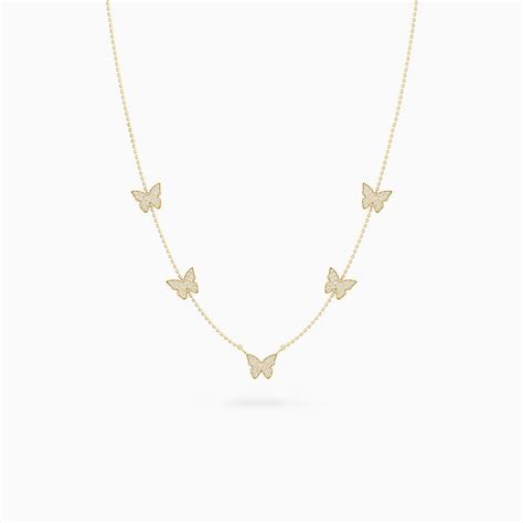 Five Fluttering Butterflies Diamond Necklace