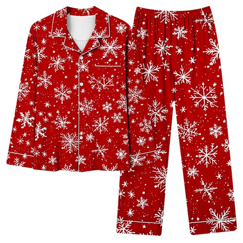 ABATAB Christmas Women's Pajamas Sets Long Sleeve Sleepwear Soft Button ...