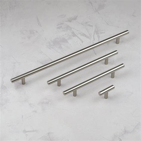 Brushed Nickel Cabinet T Bar Slim Handles in 3 Sizes & Matching Pull ...