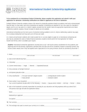 International Student Scholarship Application - Fairleigh Dickinson ...