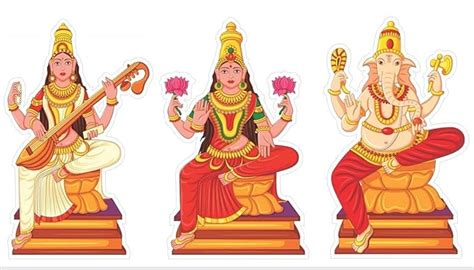 Buy Religious God Fridge Magnet,Wooden Ganesh Lakshmi Saraswati Fridge ...