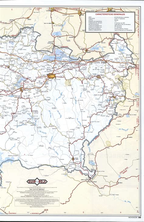Michoacan state map. Free detailed map of Michoacan state Mexico
