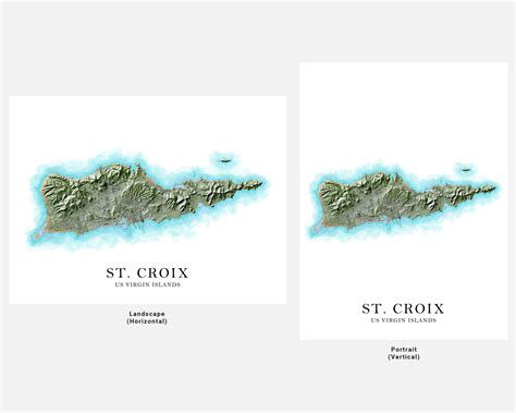 St Croix USVI Map Watercolor Style Wall Art Print Poster, Saint Croix ...