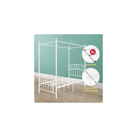 Buy Doredo Twin Canopy Bed Frame, White Canopy Bed with Headboard and ...