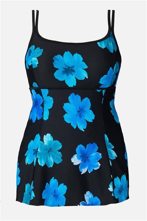 Longitude Long Torso Empire Princess Seam Swim Dress Tossed Flowers – Longitude Swim