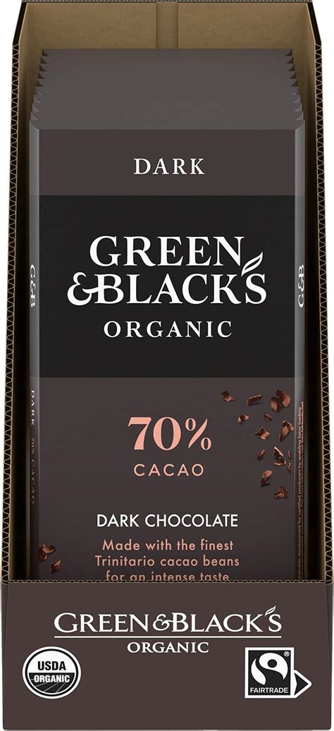 Amazon.com : Green & Black's Organic Dark Chocolate Bar, 85% Cacao, 10 ...