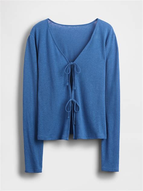 Linen-Blend Tie-Front Cardigan | Gap