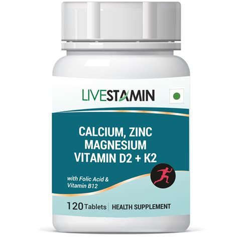 Calcium Zinc Magnesium Vitamin D2 + K2 120 Tablets – livestamin