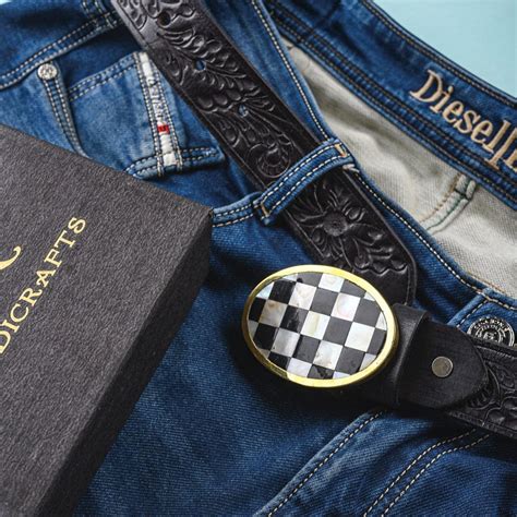 Buy Handcrafted Checkered Mother of Pearl Inlay Belt Online | JRT ...