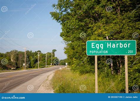 Egg Harbor Village Sign in Door County Northern Wisconsin Stock Photo ...