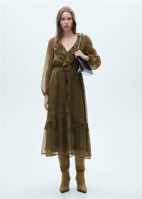 Ruffled paisley-print dress - Women | MANGO USA