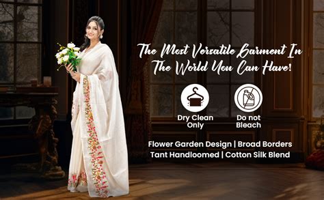 Buy dB DESH BIDESH Saree for Women Cotton Embroidery Flower Garden ...