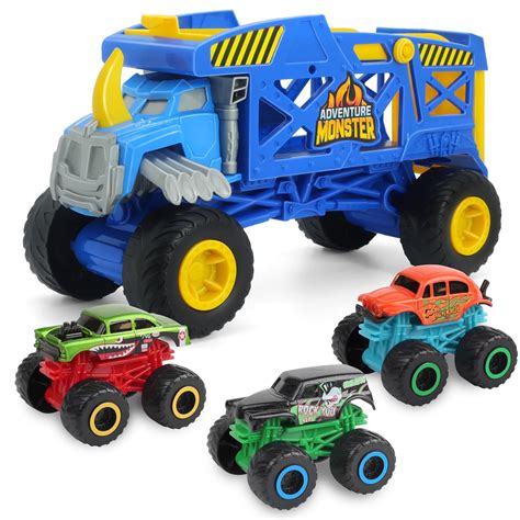 KARMOUNT Monster Trucks Hauler Rhino with 3 Mini Trucks & Super Ramp ...
