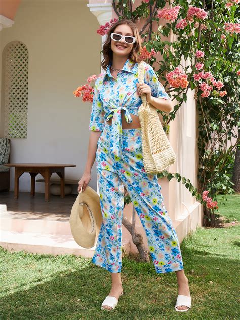 Athena Blue & Pink Printed Shirt and Trousers Co-Ords – Athena Lifestyle