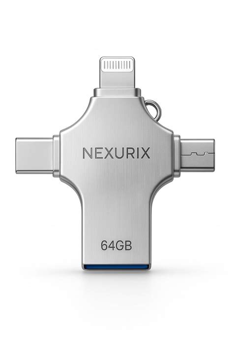 Nexurix 4‑in‑1 Phone Flash Drive USB 3.0 – Type‑C, Lightning, Micro‑USB ...