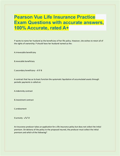 Image result for Life Insurance Exam Practice Questions