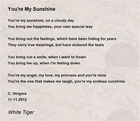You Are My Sunshine Poem You Are My Sunshine Lyrics Print On 5x7,