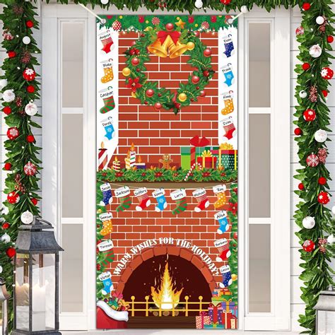 Amazon.com : Merry Christmas Door Cover Decorations - Fireplace Front ...