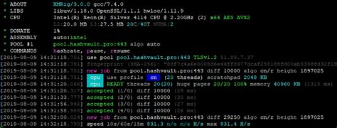 Command Line Xmrig 的图像结果