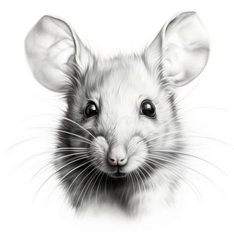 Realistic 3d Mouse Portrait Tattoo Drawing on White Background Stock ...
