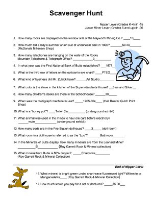 Mineral Treasure Hunt Answer Key - Fill Online, Printable, Fillable ...