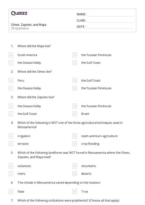 50+ maya civilization worksheets for 7th Class on Quizizz | Free ...