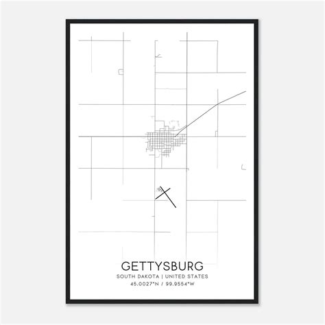 Gettysburg South Dakota Map Poster, Modern Home Decor Wall Art Print ...