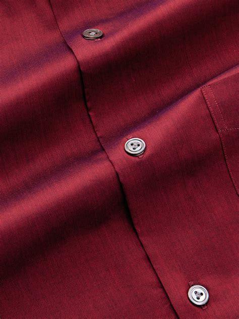 Buy Fine Twill Maroon Solid Full Sleeve Single Cuff Tailored Fit Semi ...
