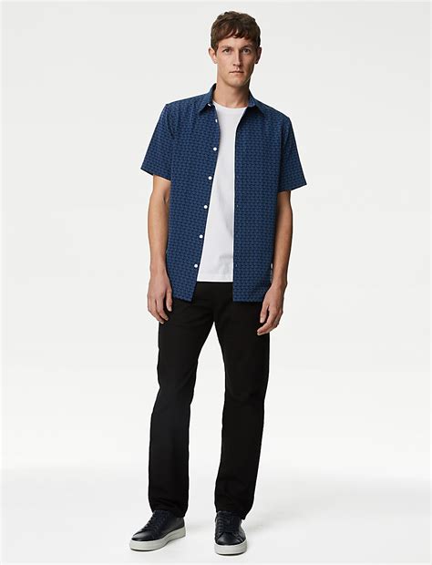 Buy Easy Iron Geometric Print Shirt at Marks & Spencer