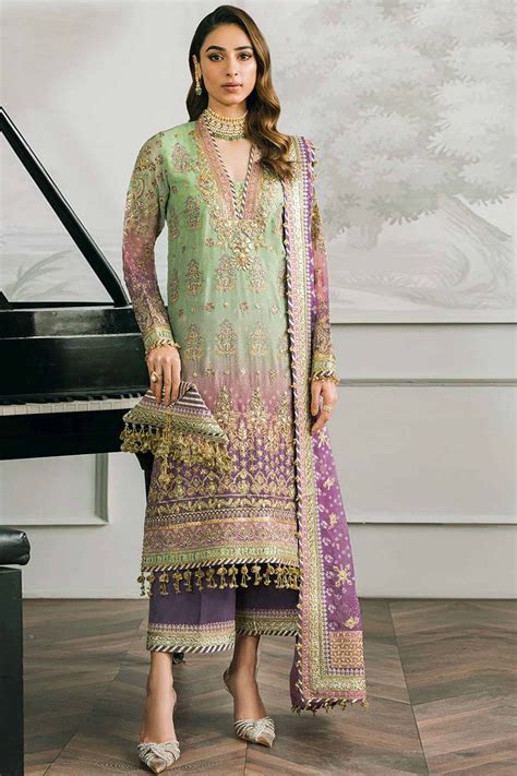 Green Digital Print With Sequins Embroidery Georgette Semi Stitched Pa