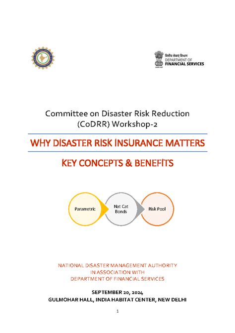 Disaster Risk Insurance Workshop: Key Concepts & Strategies (Unit 3 ...