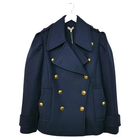 Michael Kors Collection Navy Blue Heavy Wool Military Pea Coat For Sale ...
