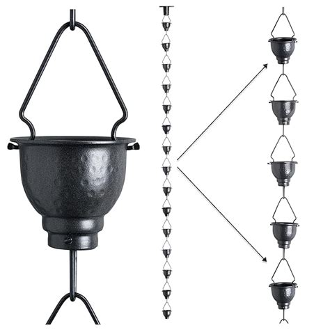 Rain Chain - Gray Powder Coated 8.5 Feet Length Aluminum Rain Chain for ...