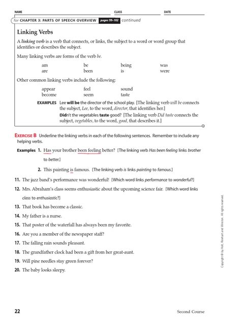 Linking Verbs Lesson 的图像结果