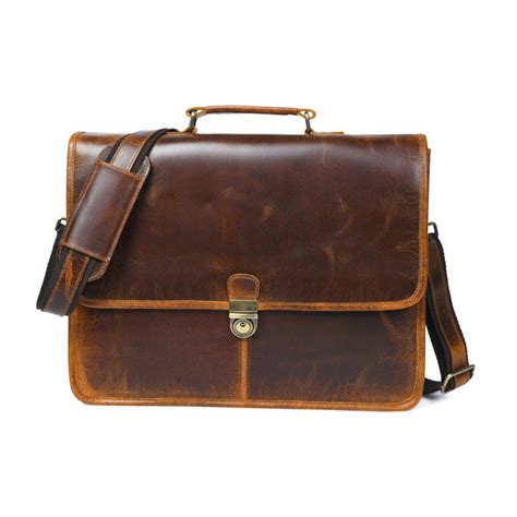 Buffalo Leather Executive Briefcase Laptop Top Handle Bag — MaheTri