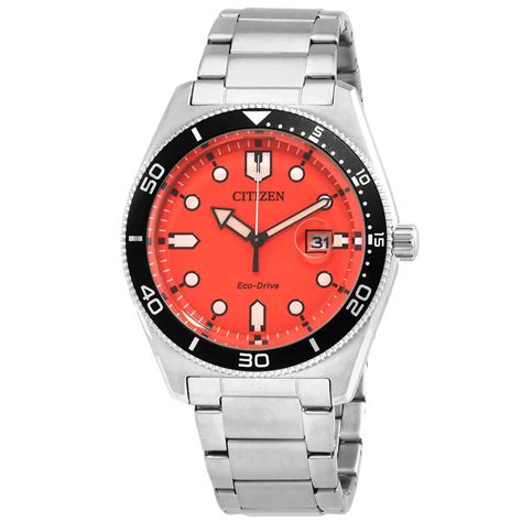 Buy Citizen Stainless Steel Eco-Drive Orange Dial Men's Analog Watch ...