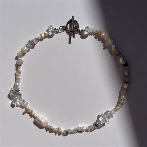 pearl × stone necklace | pikake handmade accessory