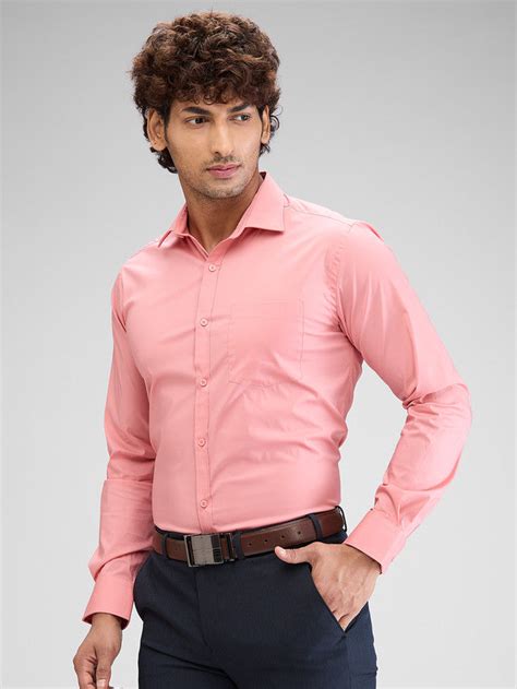 Park Avenue Men Pink Solid Slim Fit Cotton Blend Formal Shirt – MyRaymond