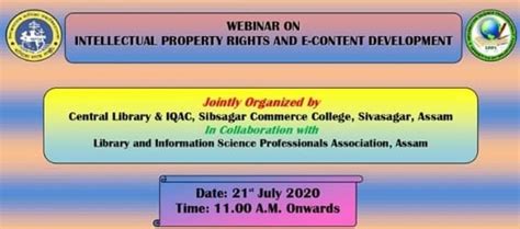 WEBINAR ON INTELLECTUAL PROPERTY RIGHTS AND E-CONTENT DEVELOPMENT on 21 ...